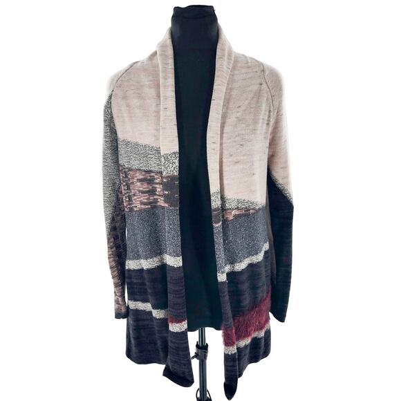 Nic+Zoe Cardigan Medium Women's Open Front Sweater Long Sleeve Color Block - Picture 1 of 10